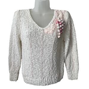 VINTAGE 80s Bonnie and Bill New York Soft Sculpture Grapes Sweater Size Small